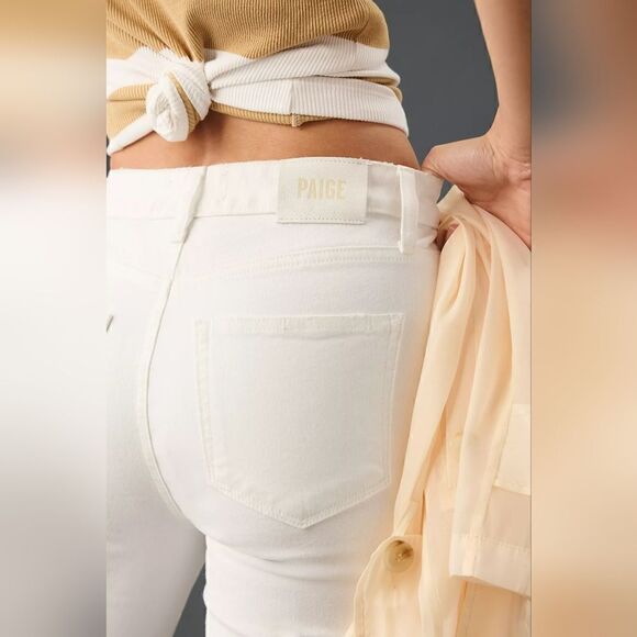 Paige Claudine High-Rise Crop Flare Jeans In White Size 26 P NWT - Picture 5 of 15